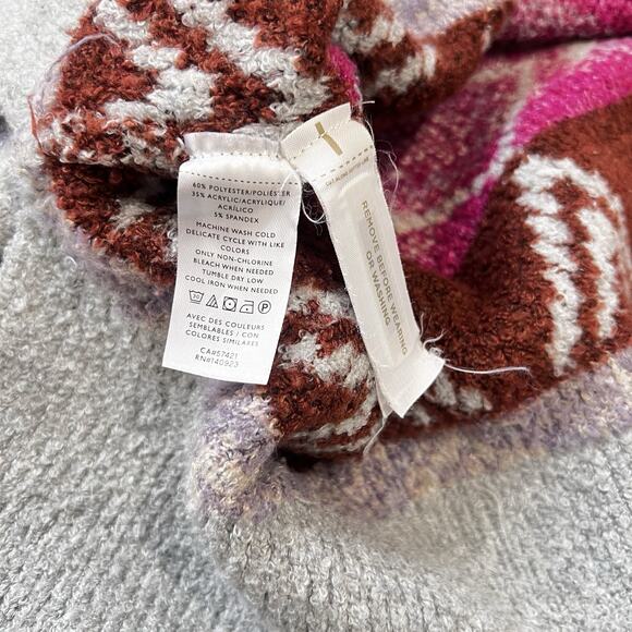 Lou & Grey Mock Neck Fair Isle Tunic Sweater Comfy Cozy Gray Size S - Picture 7 of 7